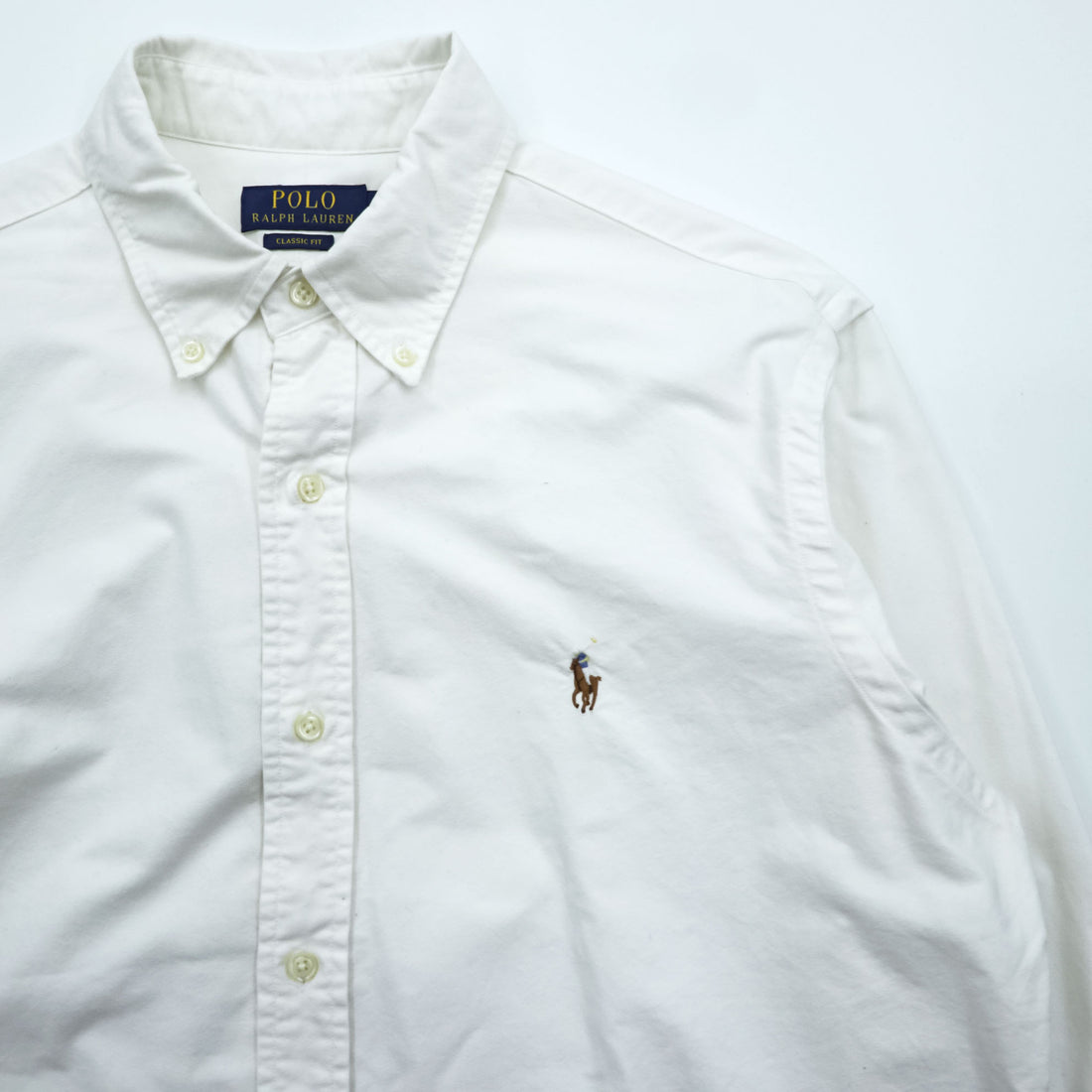 Polo Ralph Lauren クラシックフィット 長袖 ボタンダウンシャツ L ホワイト オックスフォード スモールポニー ロゴ 刺繍