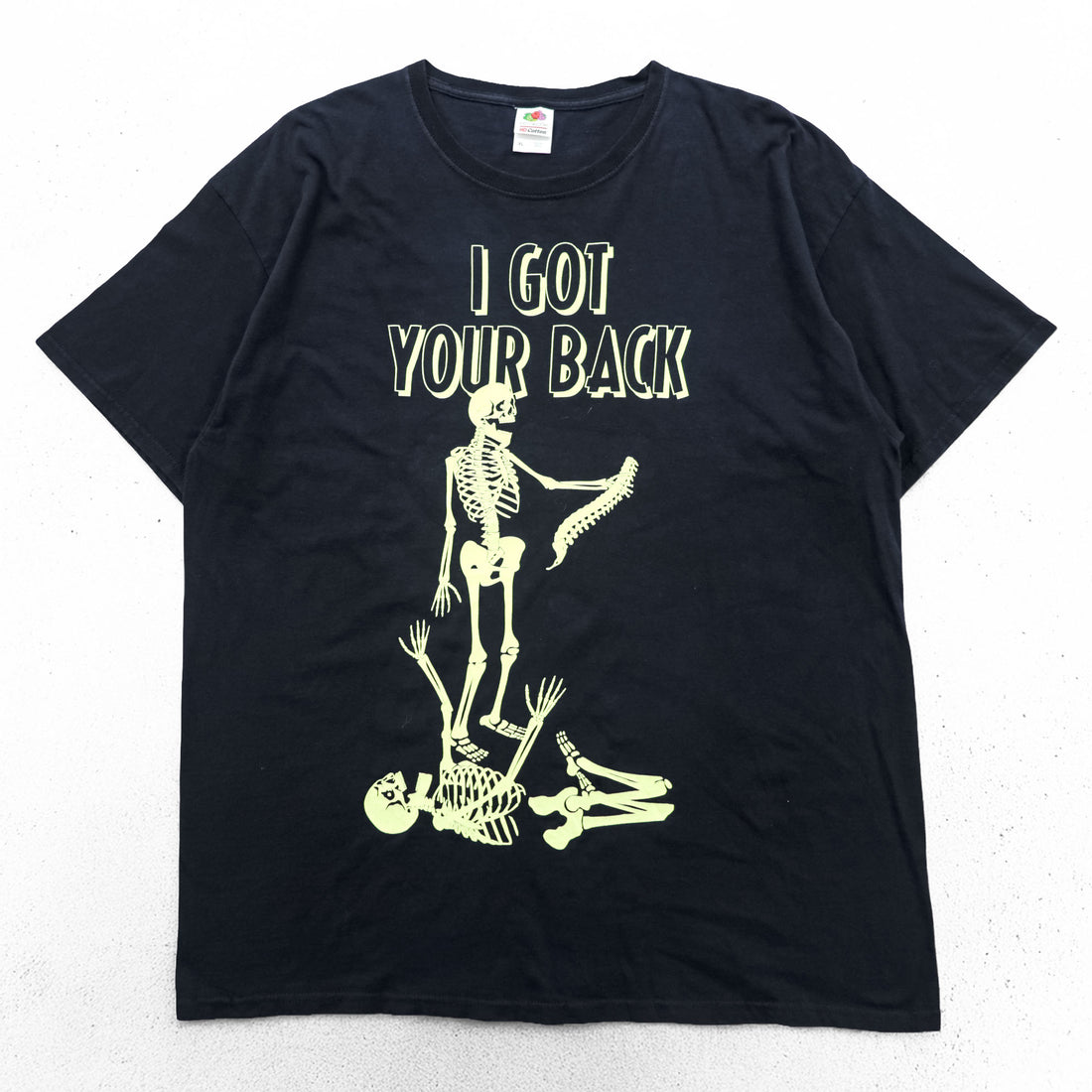 FRUIT OF THE LOOM スカル 骸骨 プリントTシャツ XL ブラック HD Cotton コットン I GOT YOUR BACK