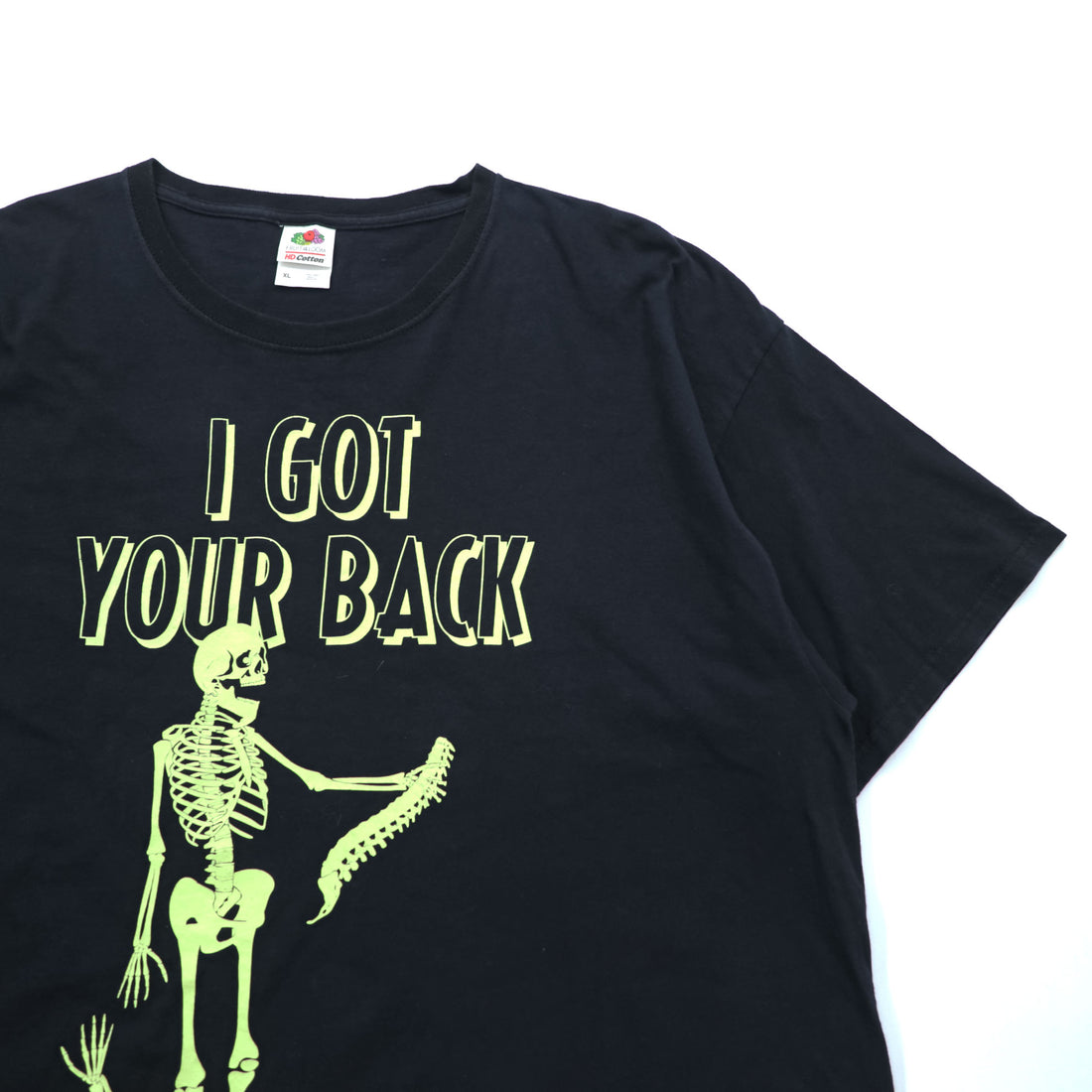 FRUIT OF THE LOOM スカル 骸骨 プリントTシャツ XL ブラック HD Cotton コットン I GOT YOUR BACK