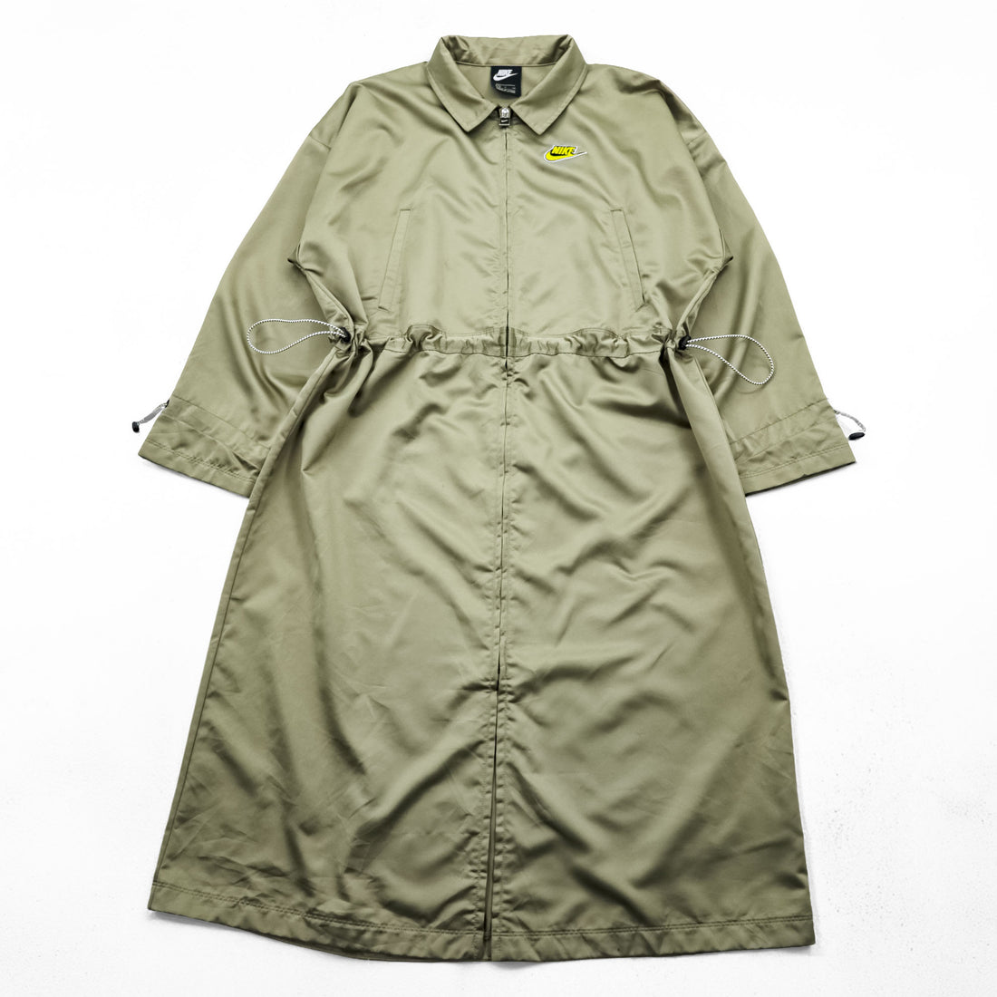 NIKE Clash Satin Long Jacket Coat FREE Drawstring Windmill CU5974-342