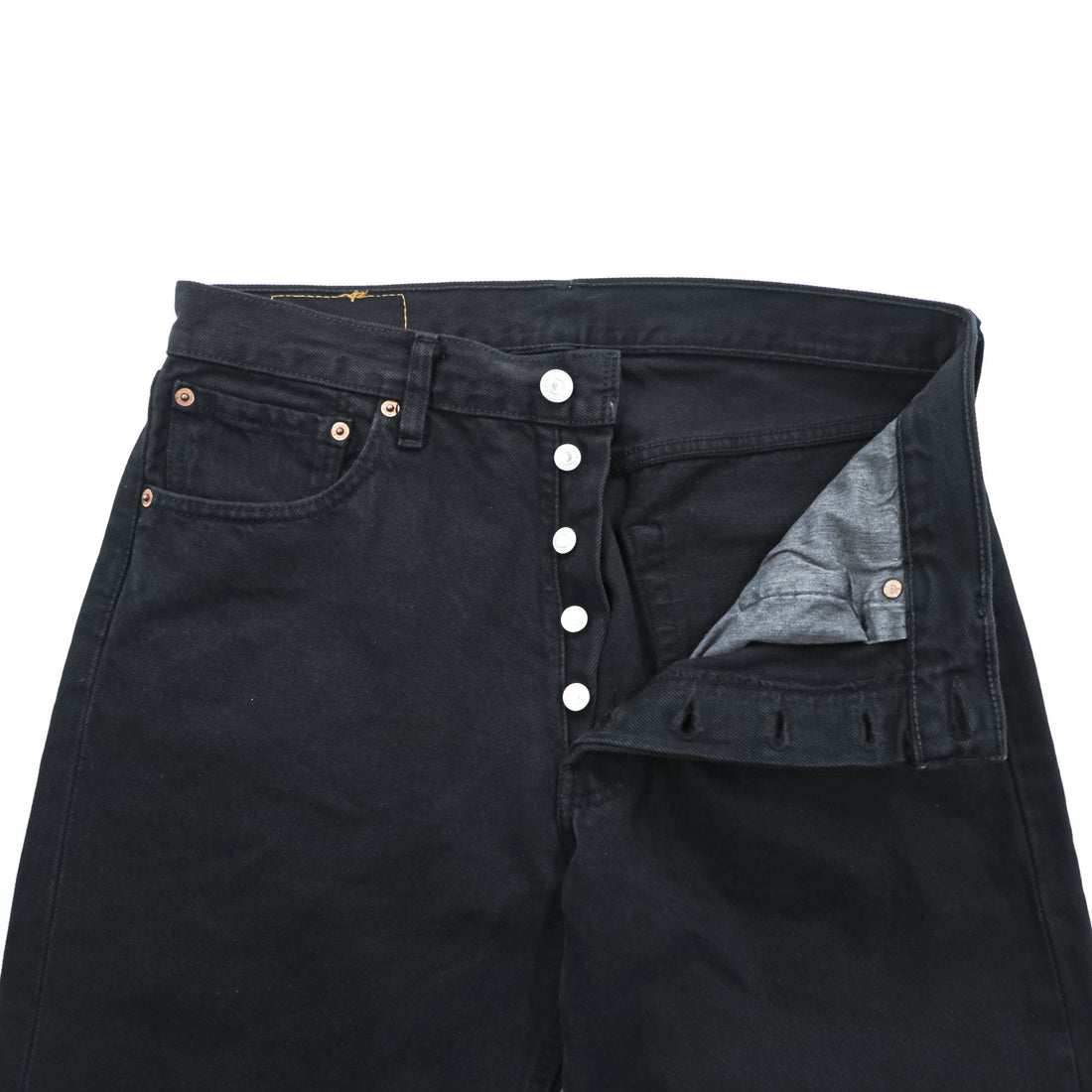 Vintage 00s Euro Levi Strauss 501 Button Fly Jeans Black L Made in Turkey 00501 0165