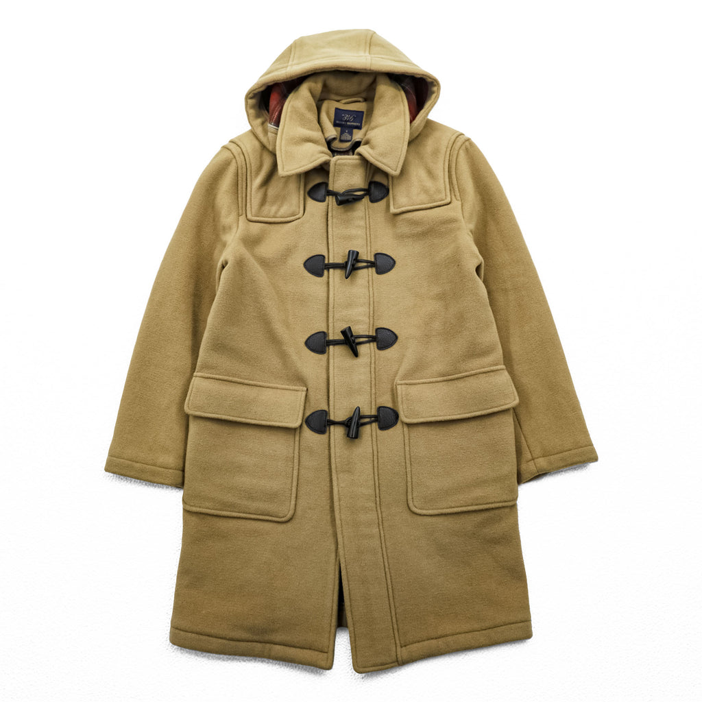 Brooks Brothers Zip-up Duffle Coat, Size L, Brown, Melton Wool Hoodie Storage, 346, Tartan Checked Lining