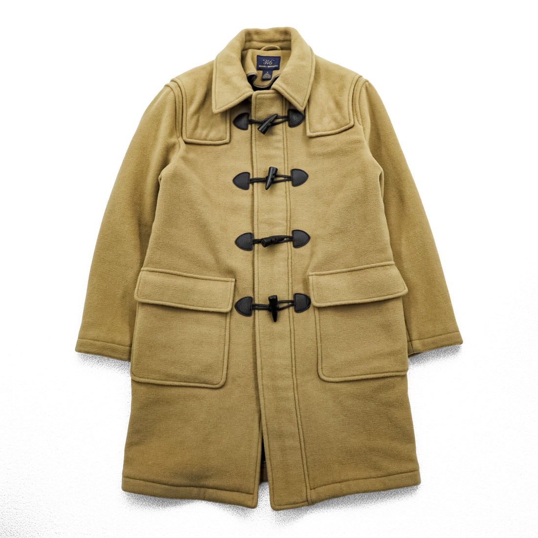 Brooks Brothers Zip-up Duffle Coat, Size L, Brown, Melton Wool Hoodie Storage, 346, Tartan Checked Lining
