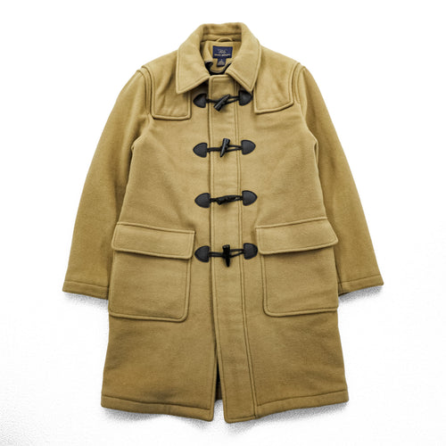 Brooks Brothers 346 ジップアップ ダッフルコート 170 L メルトンウール キャメル ブラウン フード着脱 タータンチェック裏地