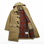 Brooks Brothers Zip-up Duffle Coat, Size L, Brown, Melton Wool Hoodie Storage, 346, Tartan Checked Lining