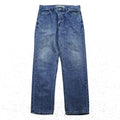 HARLEY DAVIDSON 00s Vintage Denim Pants Jeans Size L Blue Leather Patch Zipper Fly