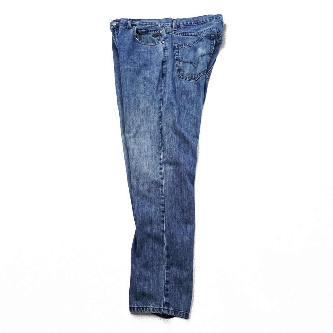 HARLEY DAVIDSON 00s Vintage Denim Pants Jeans Size L Blue Leather Patch Zipper Fly
