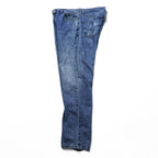 HARLEY DAVIDSON 00s Vintage Denim Pants Jeans Size L Blue Leather Patch Zipper Fly