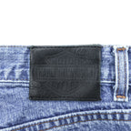 HARLEY DAVIDSON 00s Vintage Denim Pants Jeans Size L Blue Leather Patch Zipper Fly