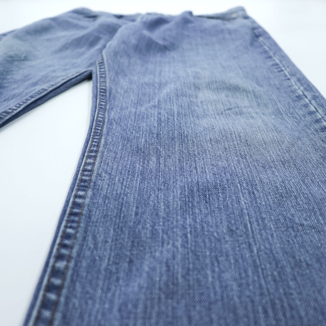 HARLEY DAVIDSON 00s Vintage Denim Pants Jeans Size L Blue Leather Patch Zipper Fly