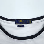 Polo Ralph Lauren ポロベア リンガー Tシャツ L ホワイト ネイビー プリント SLIM FIT