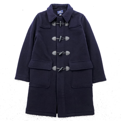Brooks Brothers 346 ジップアップ ダッフルコート 170 L ネイビー メルトンウール フード着脱 タータンチェック裏地