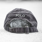 Polo Ralph Lauren ヴィンテージ加工 6パネル キャップ FREE アジャスター グレー スモールポニー ロゴ 刺繍
