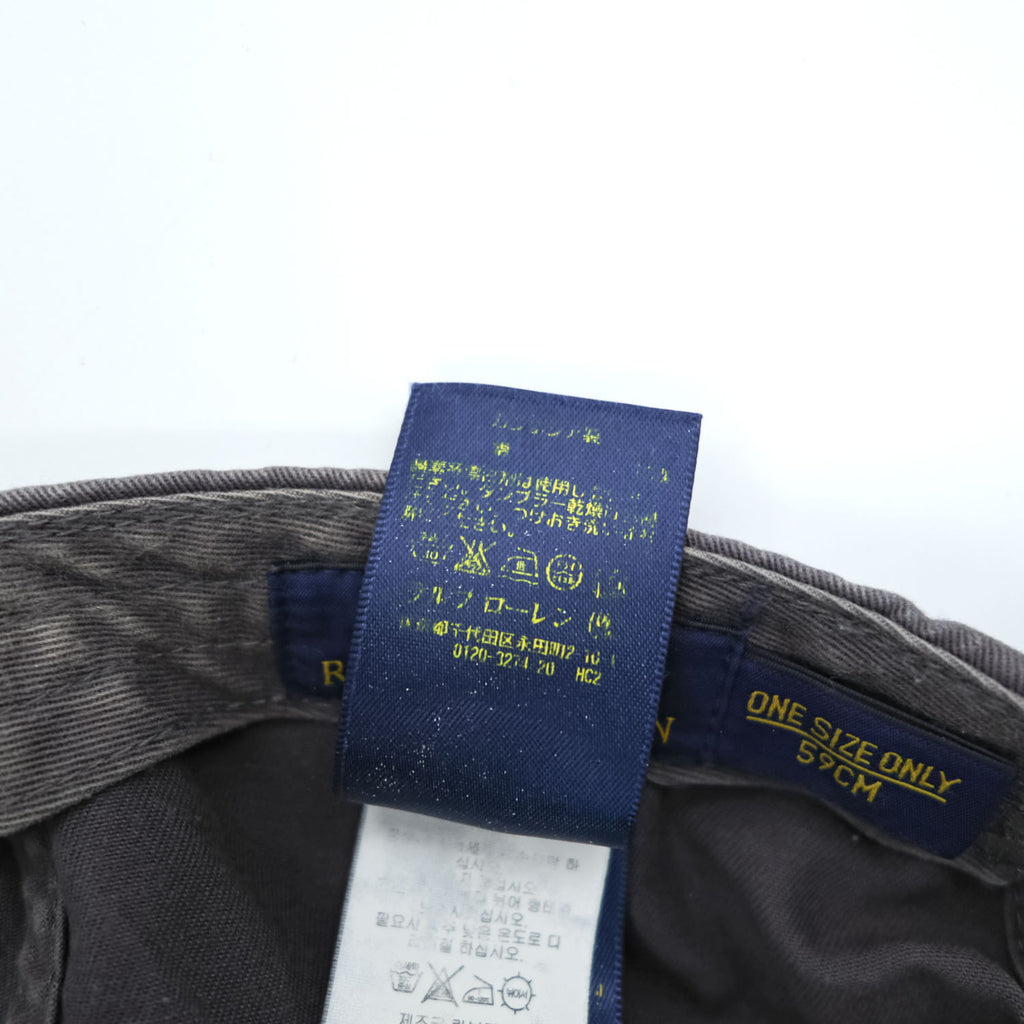 Polo Ralph Lauren ヴィンテージ加工 6パネル キャップ FREE アジャスター グレー スモールポニー ロゴ 刺繍