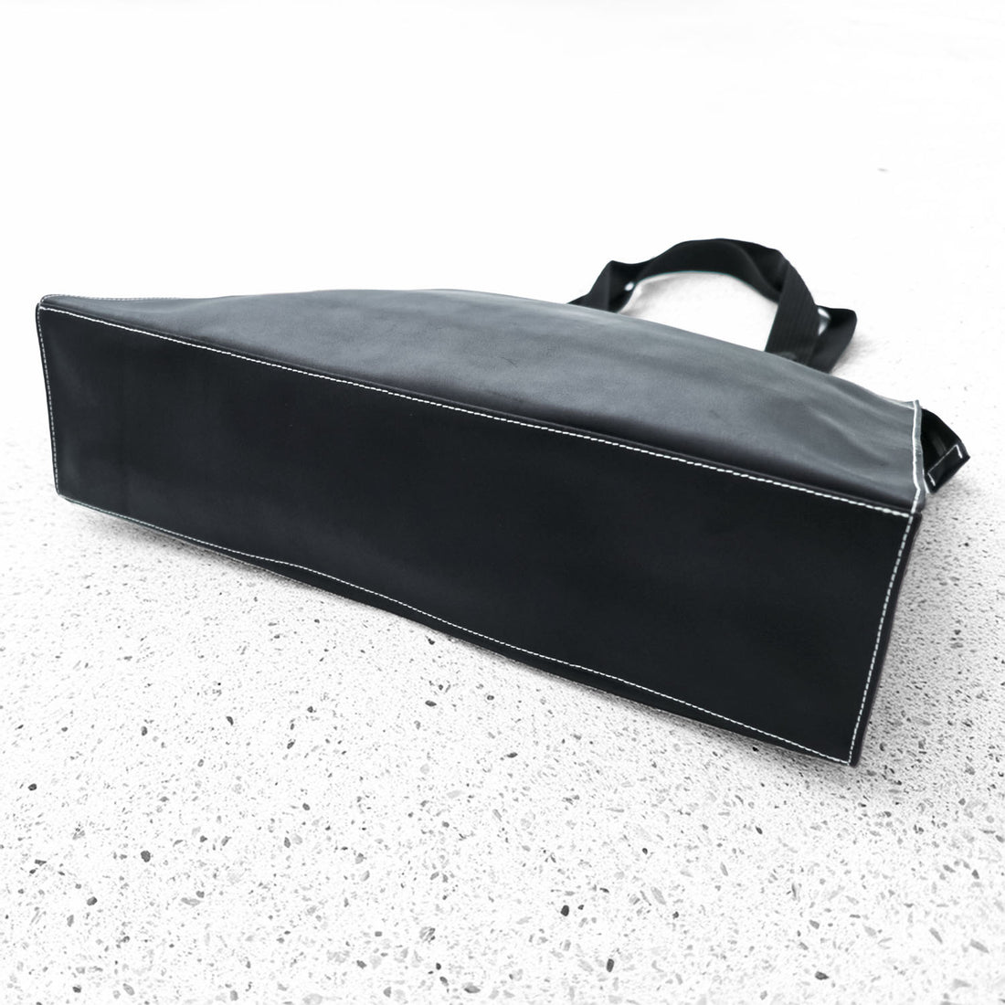Jean Paul Gaultier Public Gaultier Black Tote Bag Silver Plate Contrast Stitch Zip Top Shoulder Bag