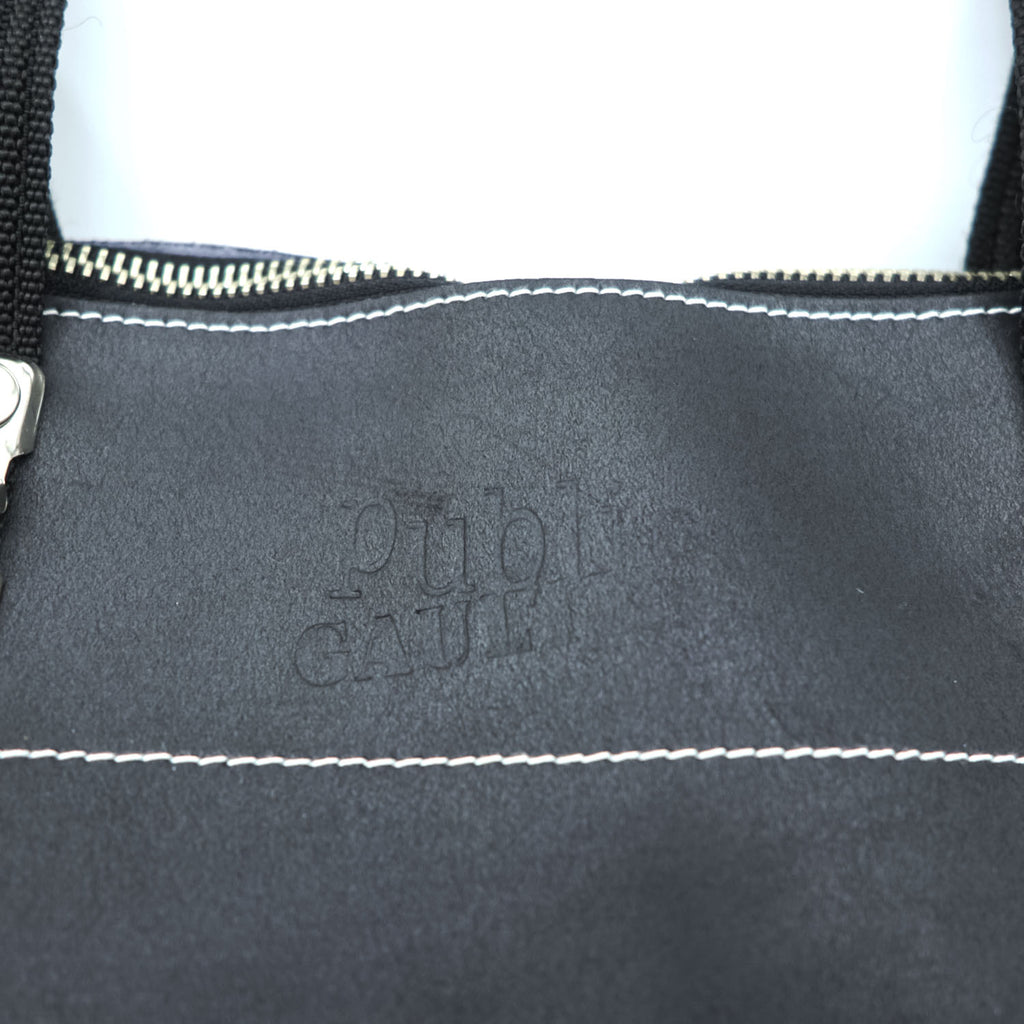 Jean Paul Gaultier Public Gaultier Black Tote Bag Silver Plate Contrast Stitch Zip Top Shoulder Bag