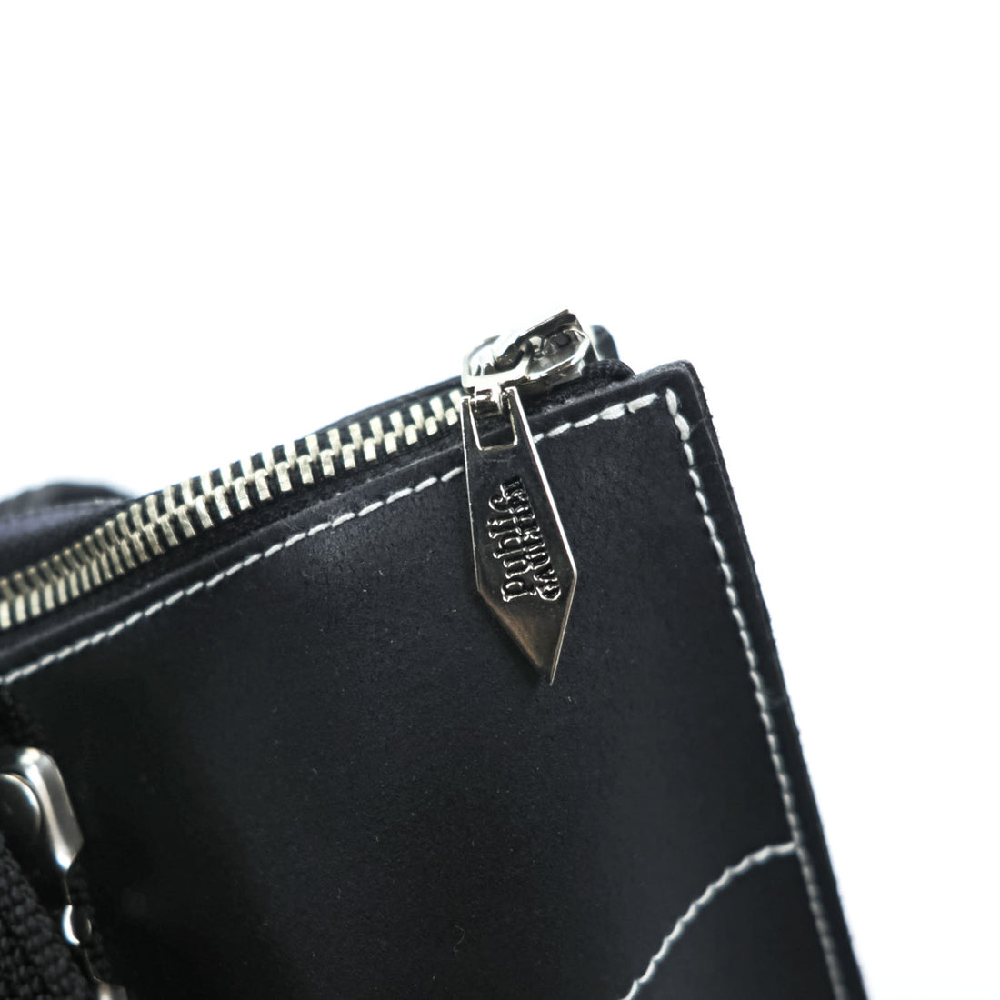 Jean Paul Gaultier Public Gaultier Black Tote Bag Silver Plate Contrast Stitch Zip Top Shoulder Bag