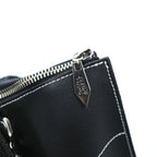 Jean Paul Gaultier Public Gaultier Black Tote Bag Silver Plate Contrast Stitch Zip Top Shoulder Bag