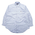 Ralph Lauren 90年代 YARMOUTH ヴィンテージ 長袖 ボタンダウンシャツ XL ブルー ホワイト オックスフォード ストライプ スモールポニー ロゴ 刺繍 ジャマイカ製