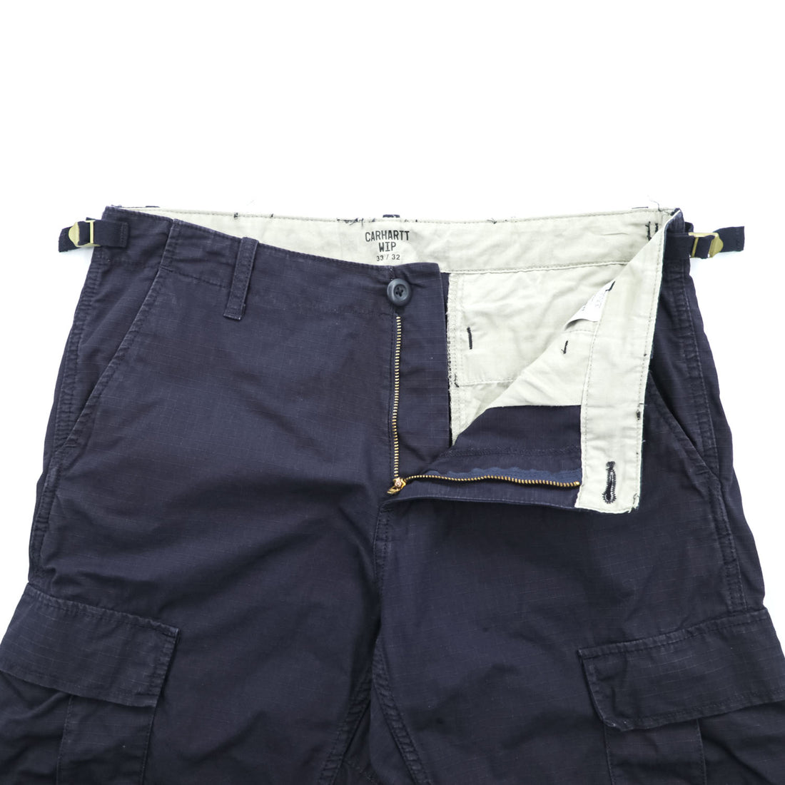 Carhartt WIP Aviation Pant Dark Navy Ripstop Cargo Pants Adjustable Waist 33x32