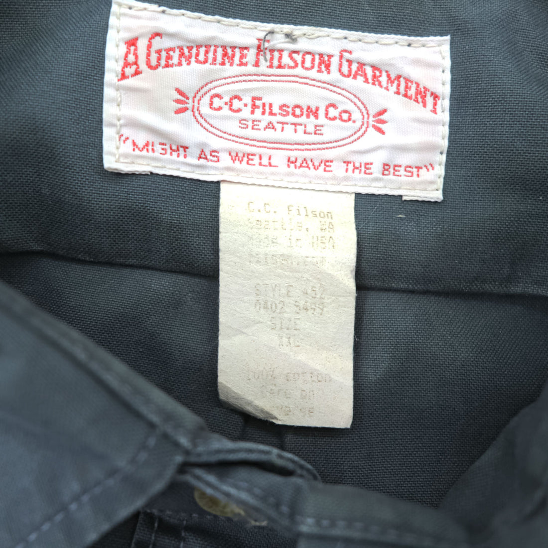 FILSON USA Made Long-Sleeve Shirt, Size XL, Gray, Canvas Cotton C.C.FILSON 452
