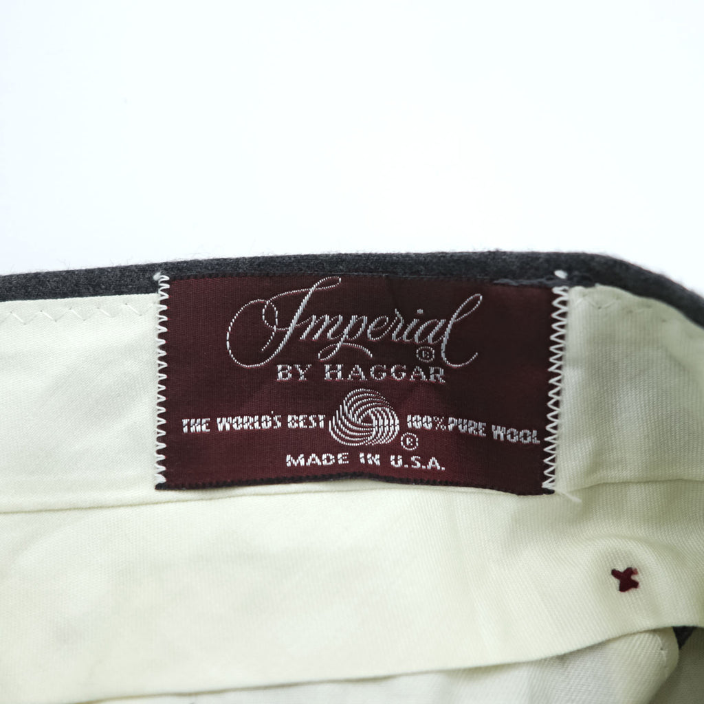 Imperial BY HAGGAR 90年代 ヴィンテージ USA製 ワイドスラックス パンツ トラウザーズ L グレー センタープレス ウール