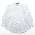 Ralph Lauren 90s Vintage YARMOUTH Long-Sleeve Button-Down Shirt, Size XXL, White Oxford, Small Pony Logo Embroidery