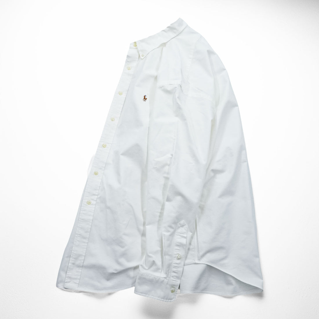 Ralph Lauren 90s Vintage YARMOUTH Long-Sleeve Button-Down Shirt, Size XXL, White Oxford, Small Pony Logo Embroidery