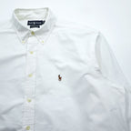Ralph Lauren 90s Vintage YARMOUTH Long-Sleeve Button-Down Shirt, Size XXL, White Oxford, Small Pony Logo Embroidery