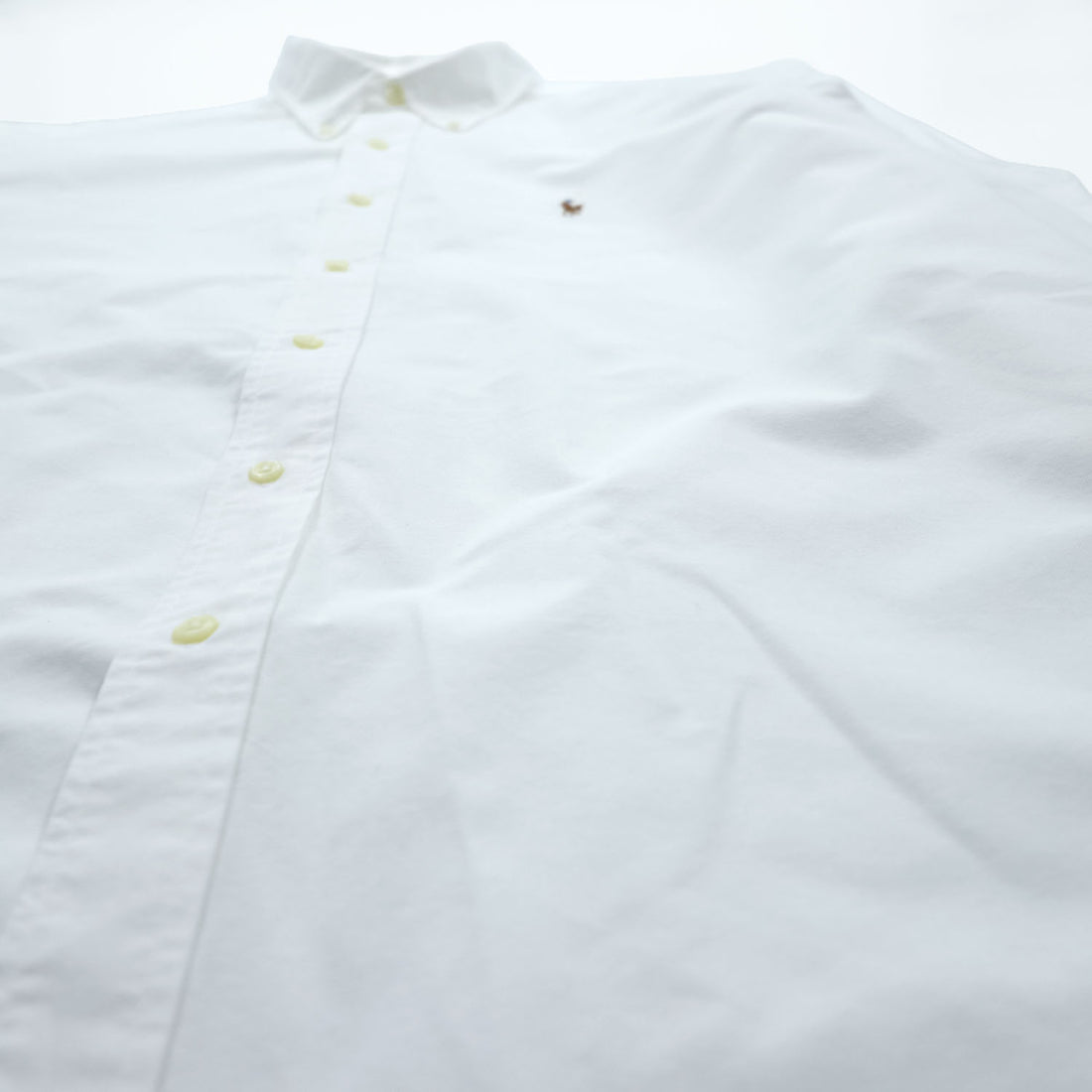 Ralph Lauren 90s Vintage YARMOUTH Long-Sleeve Button-Down Shirt, Size XXL, White Oxford, Small Pony Logo Embroidery