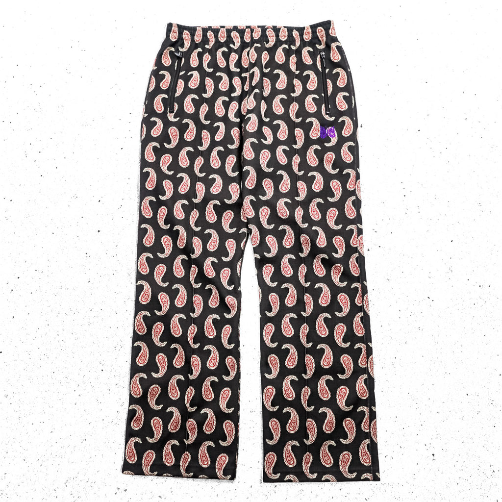 Needles Japan-Made Paisley Pattern Track Pants Jersey L Black, Red POLY-JACQUARD QV316