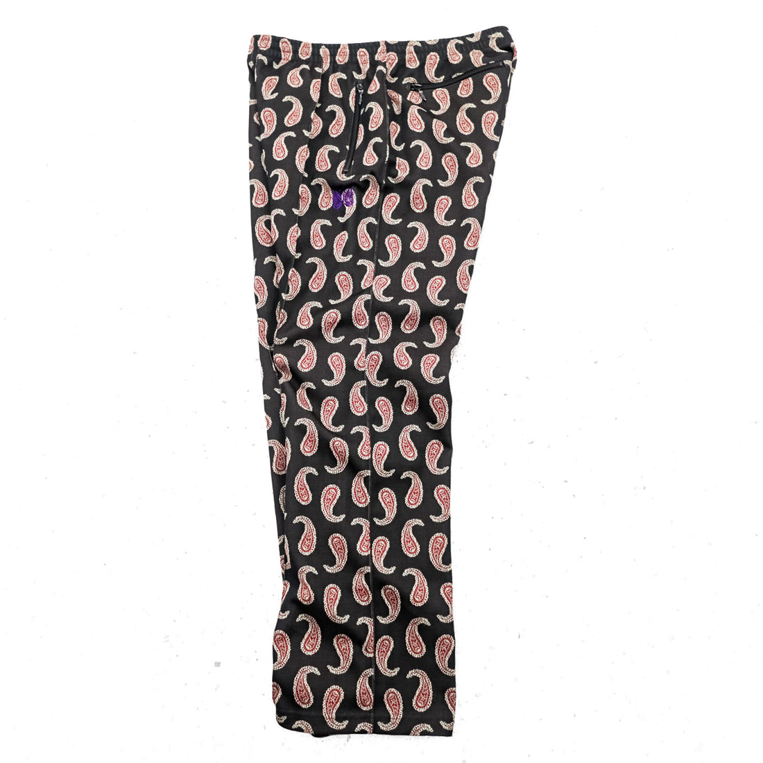 Needles Japan-Made Paisley Pattern Track Pants Jersey L Black, Red POLY-JACQUARD QV316