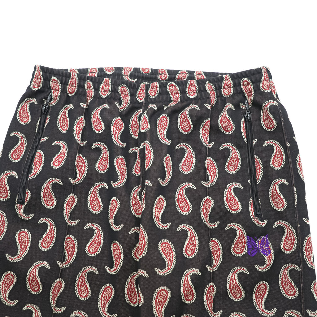 Needles Japan-Made Paisley Pattern Track Pants Jersey L Black, Red POLY-JACQUARD QV316