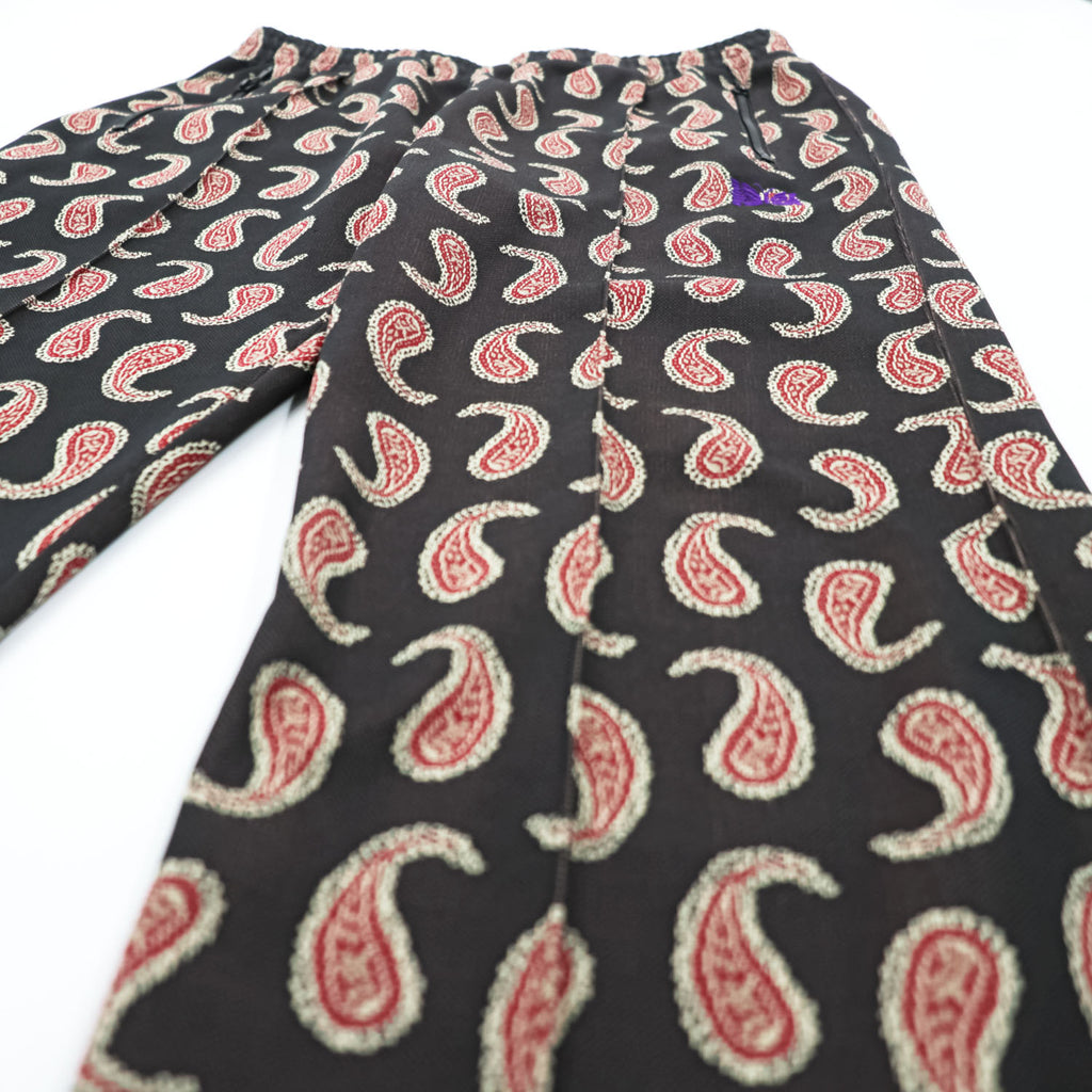 Needles Japan-Made Paisley Pattern Track Pants Jersey L Black, Red POLY-JACQUARD QV316