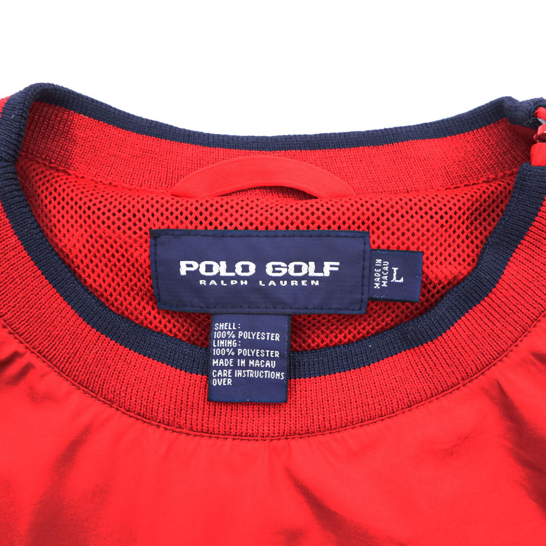 Polo Ralph Lauren 90s Vintage Pull-over Nylon Track Jacket, Size L, Red, Waterproof, POLO GOLF, Mesh Liner, Breathable