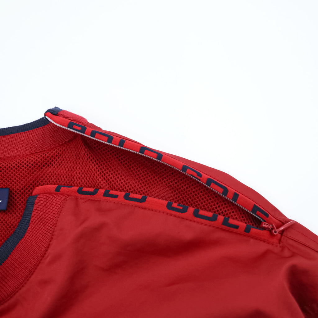 Polo Ralph Lauren 90s Vintage Pull-over Nylon Track Jacket, Size L, Red, Waterproof, POLO GOLF, Mesh Liner, Breathable