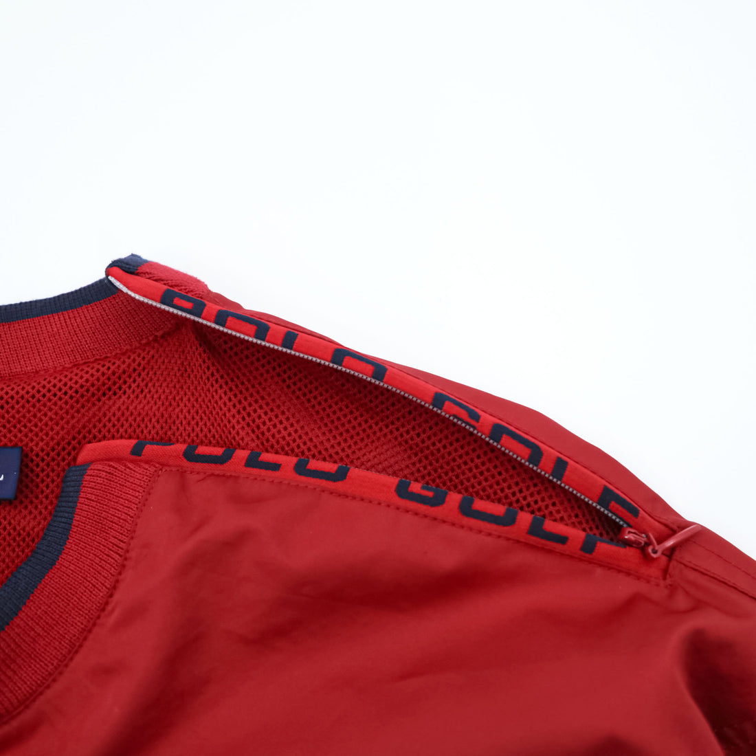Polo Ralph Lauren 90s Vintage Pull-over Nylon Track Jacket, Size L, Red, Waterproof, POLO GOLF, Mesh Liner, Breathable