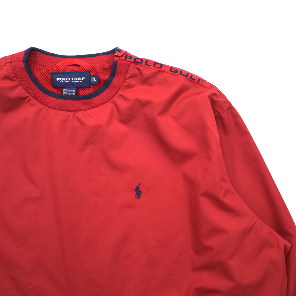 Polo Ralph Lauren 90s Vintage Pull-over Nylon Track Jacket, Size L, Red, Waterproof, POLO GOLF, Mesh Liner, Breathable