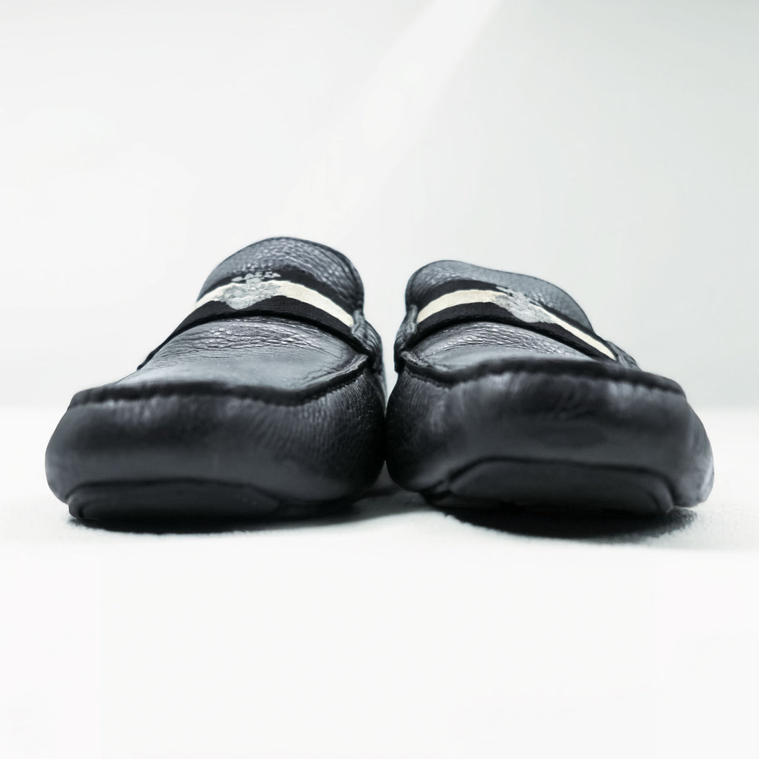 BALLY Driving Shoes Leather Loafers US7 Black WALTEC Swiss Made SVKF