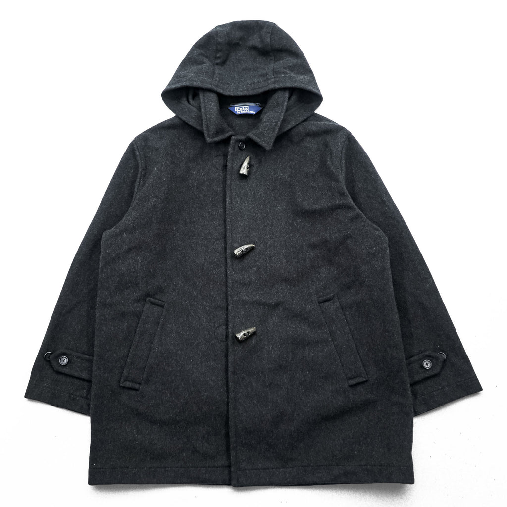 Polo Ralph Lauren 90s Vintage Duffle Coat XL Gray Melton Wool Triangle Tag
