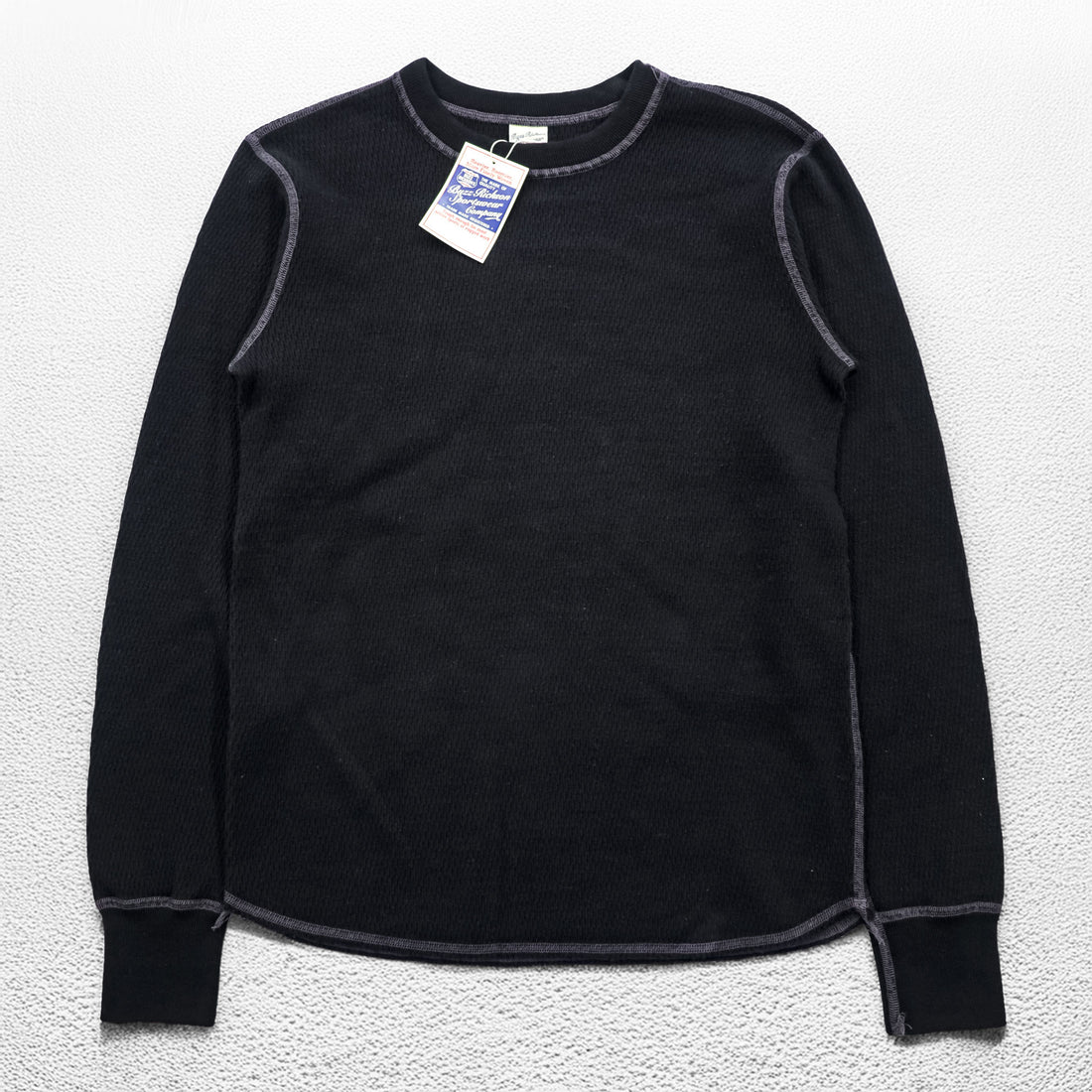 BUZZ RICKSON'S 日本製 サーマル 長袖 ロングスリーブ ワッフル Tシャツ S ブラック ロンT BR63755 未使用品