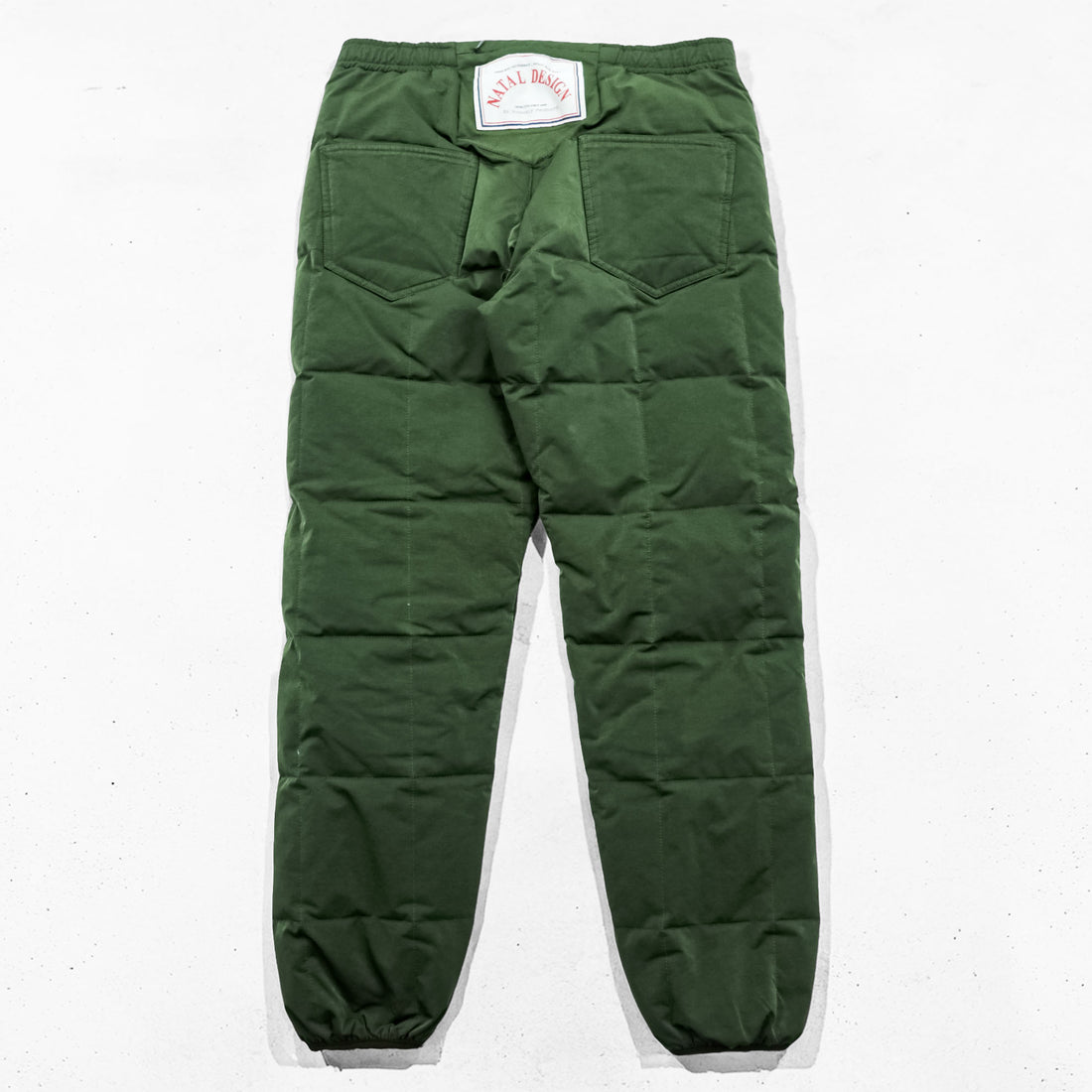 NATAL DESIGN × NANGA アウトドア ダウンパンツ S カーキ ヨーロピアンホワイトダックダウン 河田フェザー サイドジップ ベンチレーション 日本製