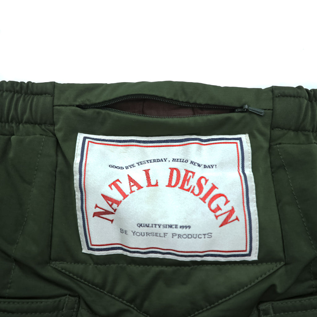 NATAL DESIGN × NANGA アウトドア ダウンパンツ S カーキ ヨーロピアンホワイトダックダウン 河田フェザー サイドジップ ベンチレーション 日本製