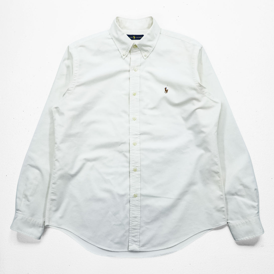 Ralph Lauren 長袖 ボタンダウンシャツ L ホワイト オックスフォード スモールポニー ロゴ 刺繍