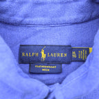 Ralph Lauren 鹿の子 FEATHER WEIGHT MESH 長袖 ボタンダウンシャツ XL ブルー スモールポニー ロゴ 刺繍