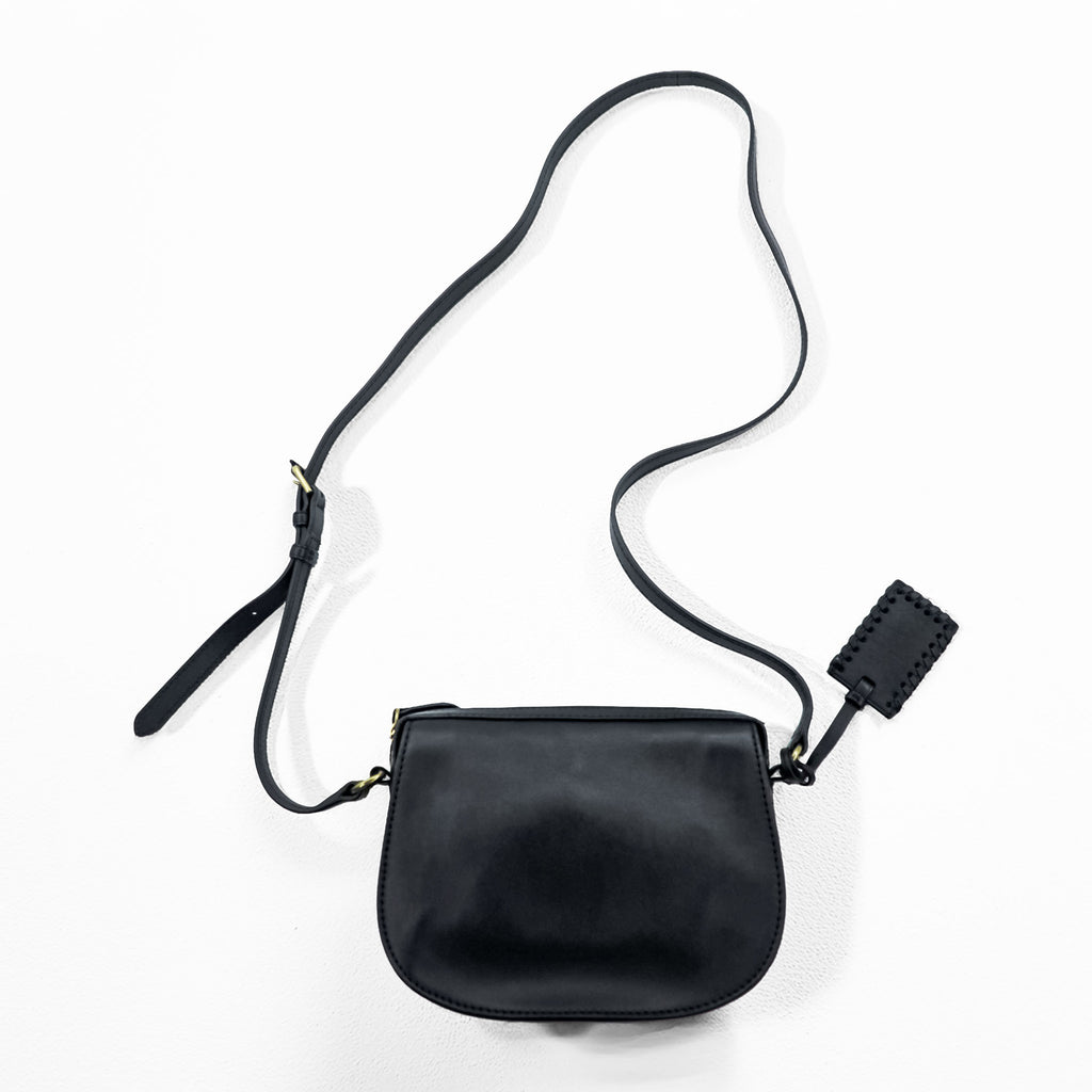 Polo Ralph Lauren Mini Leather Saddle Crossbody Bag Black Gold Tone Hardware