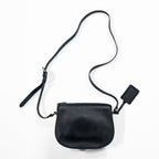 Polo Ralph Lauren Mini Leather Saddle Crossbody Bag Black Gold Tone Hardware