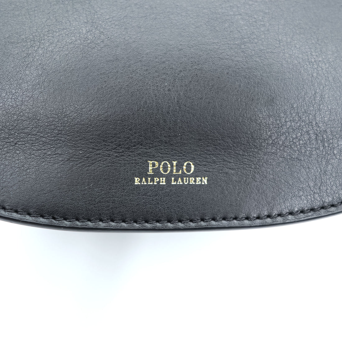 Polo Ralph Lauren Mini Leather Saddle Crossbody Bag Black Gold Tone Hardware