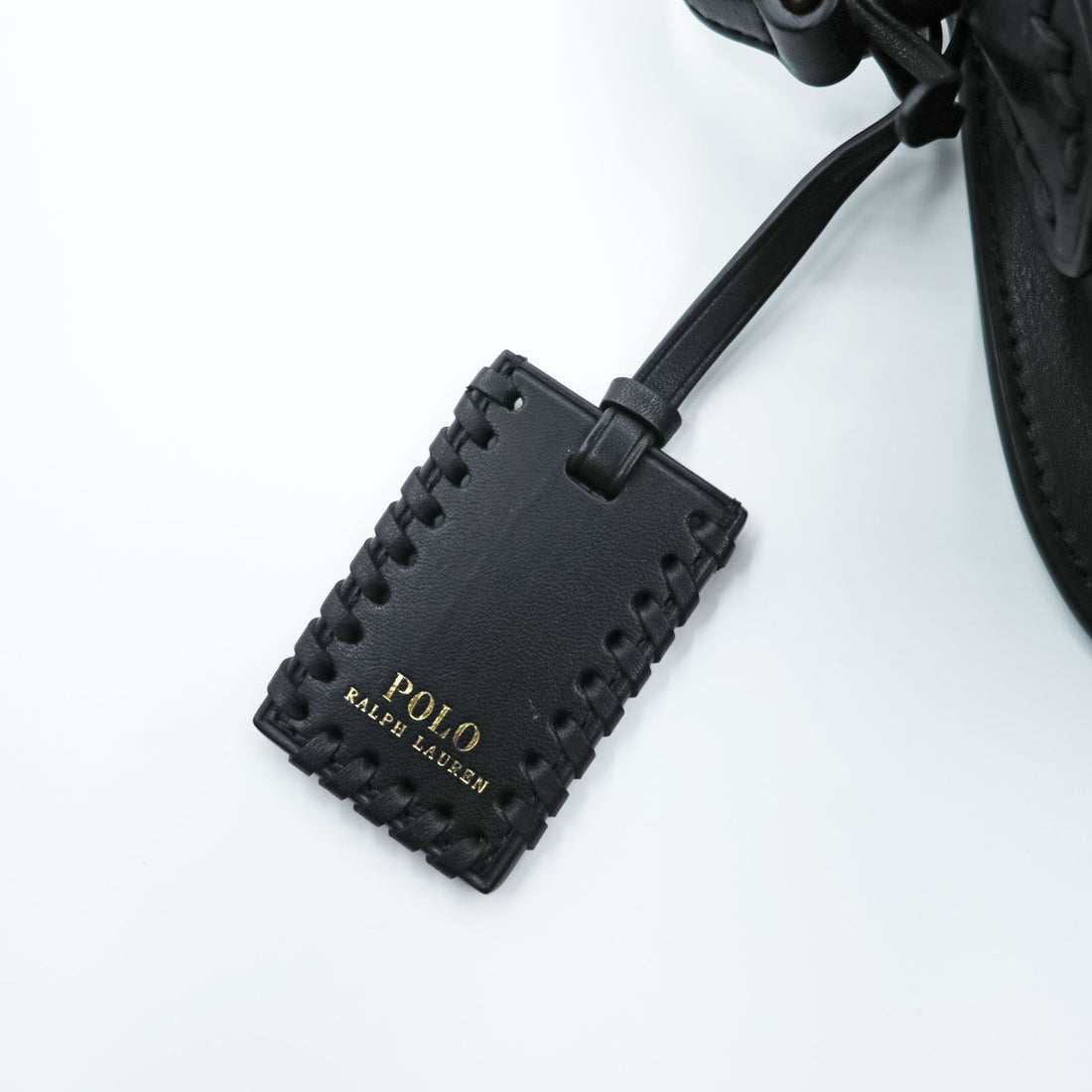Polo Ralph Lauren Mini Leather Saddle Crossbody Bag Black Gold Tone Hardware