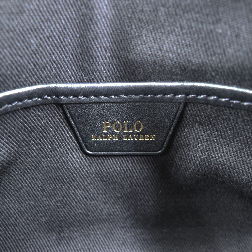 Polo Ralph Lauren Mini Leather Saddle Crossbody Bag Black Gold Tone Hardware